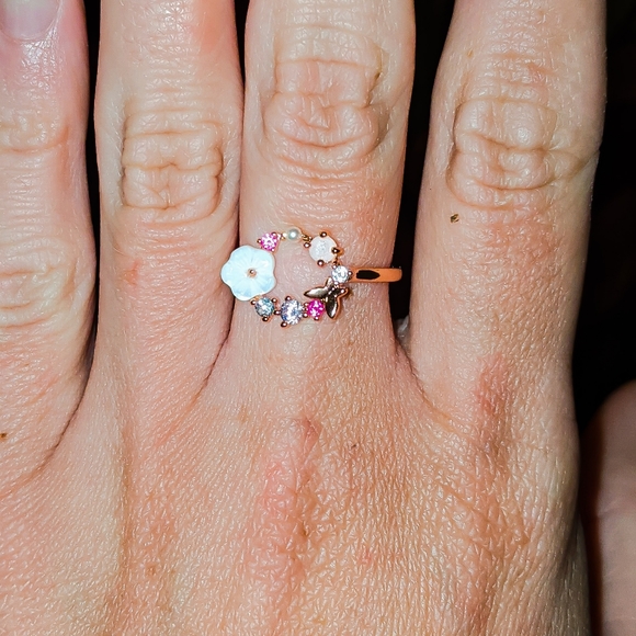 New 925 Sterling Silver & Rose Gold Stamped Ring Size 7 - Picture 3 of 6